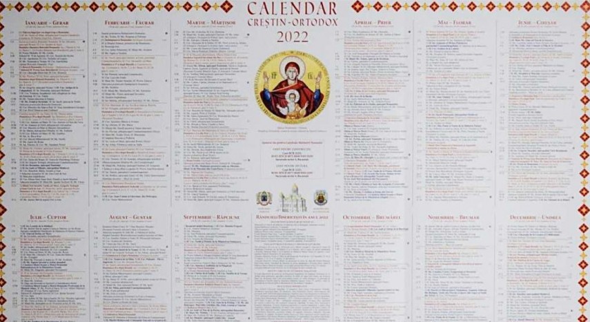 Calendar creștin -ortodox, foto: basilica.ro 