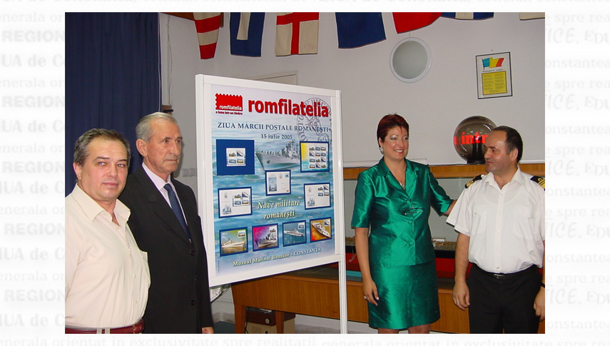 15 iulie 2005. Cu doamna Cristina Popescu la lansarea emisiunii filatelice „Nave militare românești”
