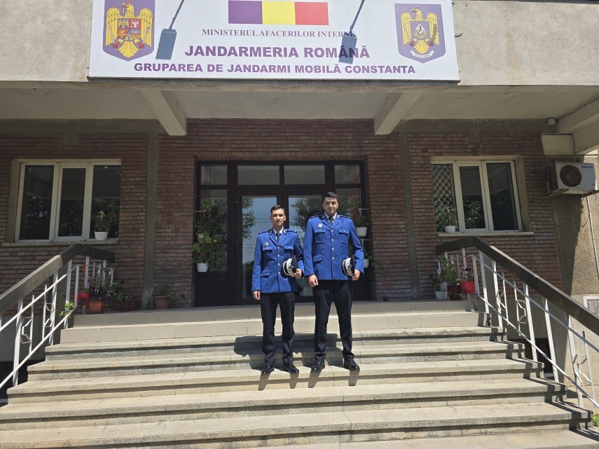 Slt. Răducanu Sebastian și Slt. Budescu Viorel, foto: Jandarmeria Mobilă Constanța 