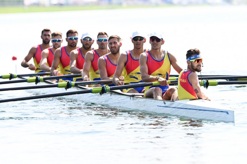 Barca de 8+1 a României. Sursa foto: Facebook (Comitetul Olimpic și Sportiv Român; foto – Cristian Nistor)