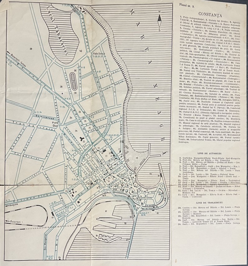 Harta Constanța 1967. Sursă foto: „Litoralul românesc al Mării Negre“, de I. Ionescu Dunăreanu, Mihai Cristescu, Dr. Gabriel Paraschivescu, Gh. Ionescu-Băicoi