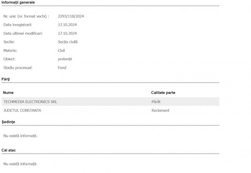 Sursă foto: Portalul Instanțelor de Judecată