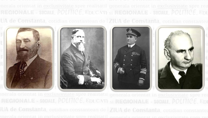 Nicolae Negru, Constantin Niculescu-Rizea, Mihai Gabrilescu și Geo Bogza (de la stânga la dreapta). Sursa foto: „Școala Copiilor de Marină. Începuturile învățământului mediu de marină în România” de Adrian Ilie