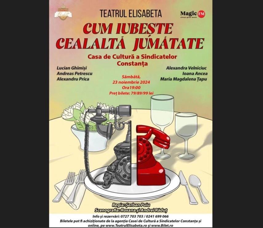 Spectacolul „Cum iubește cealaltă jumătate”. Foto: Teatrul Elisabeta