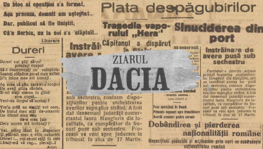 Capturi din numărul 37 al ziarului „Dacia”. Foto: Arcanum