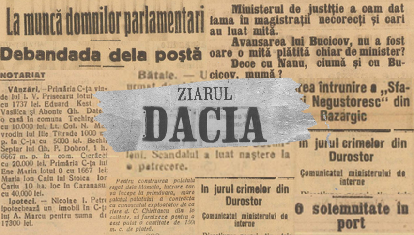 Capturi din numărul 40 al ziarului „Dacia”. Sursa foto: Arcanum