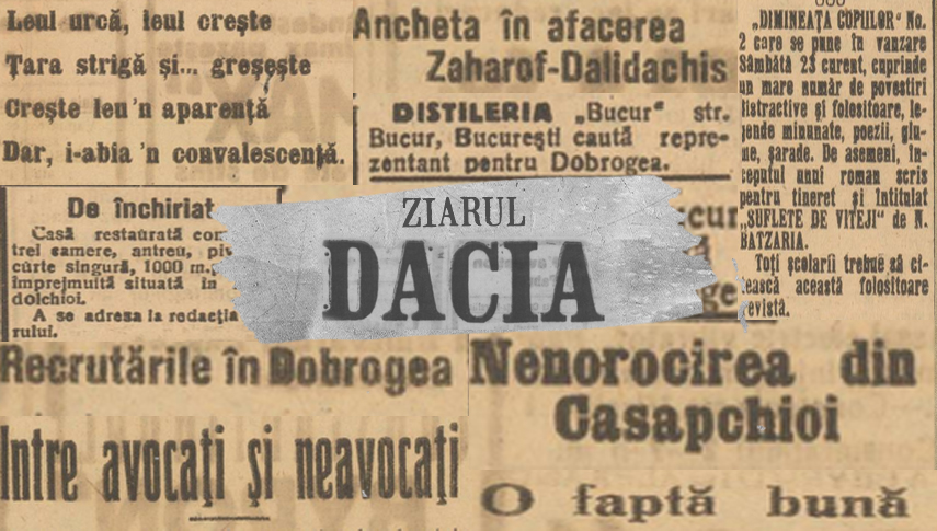 Capturi din numărul 42 al ziarului „Dacia”. Foto: Arcanum