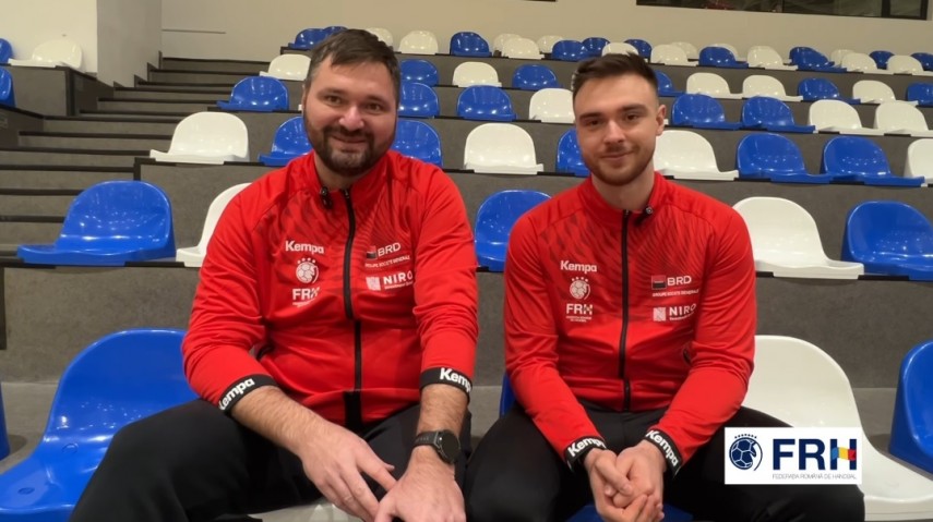 Rudi Stănescu și Ionuț Stănescu. Sursa foto: captură Facebook (Federația Română de Handbal)