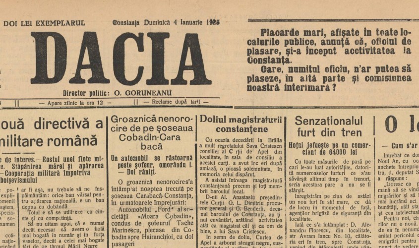 Captură din numărul 4/1925 al ziarului „Dacia“. Sursă foto: Arcanum