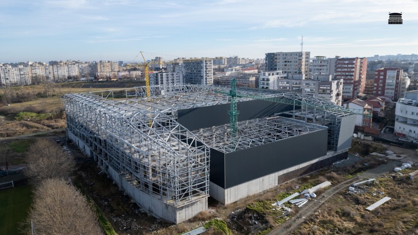 Stadiul lucrărilor la Sala Polivalentă. Imagine din 8 ianuarie 2025. Sursa foto: Facebook (Sala Polivalentă Constanța)