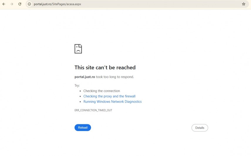 Captură de pe site-ul portal.just.ro